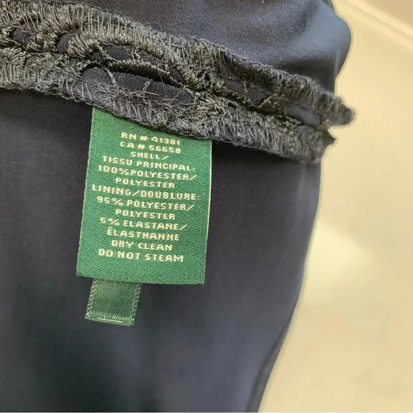 Lauren Ralph Lauren Evening Dress 12  Blue Crochet‎ Floral Formal Business Event - Picture 10 of 11